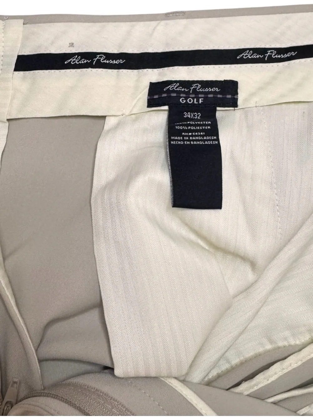 Alan Flusser Golf Stone Beige Double Pleated Dress Golf Pants 34x32 NWOT